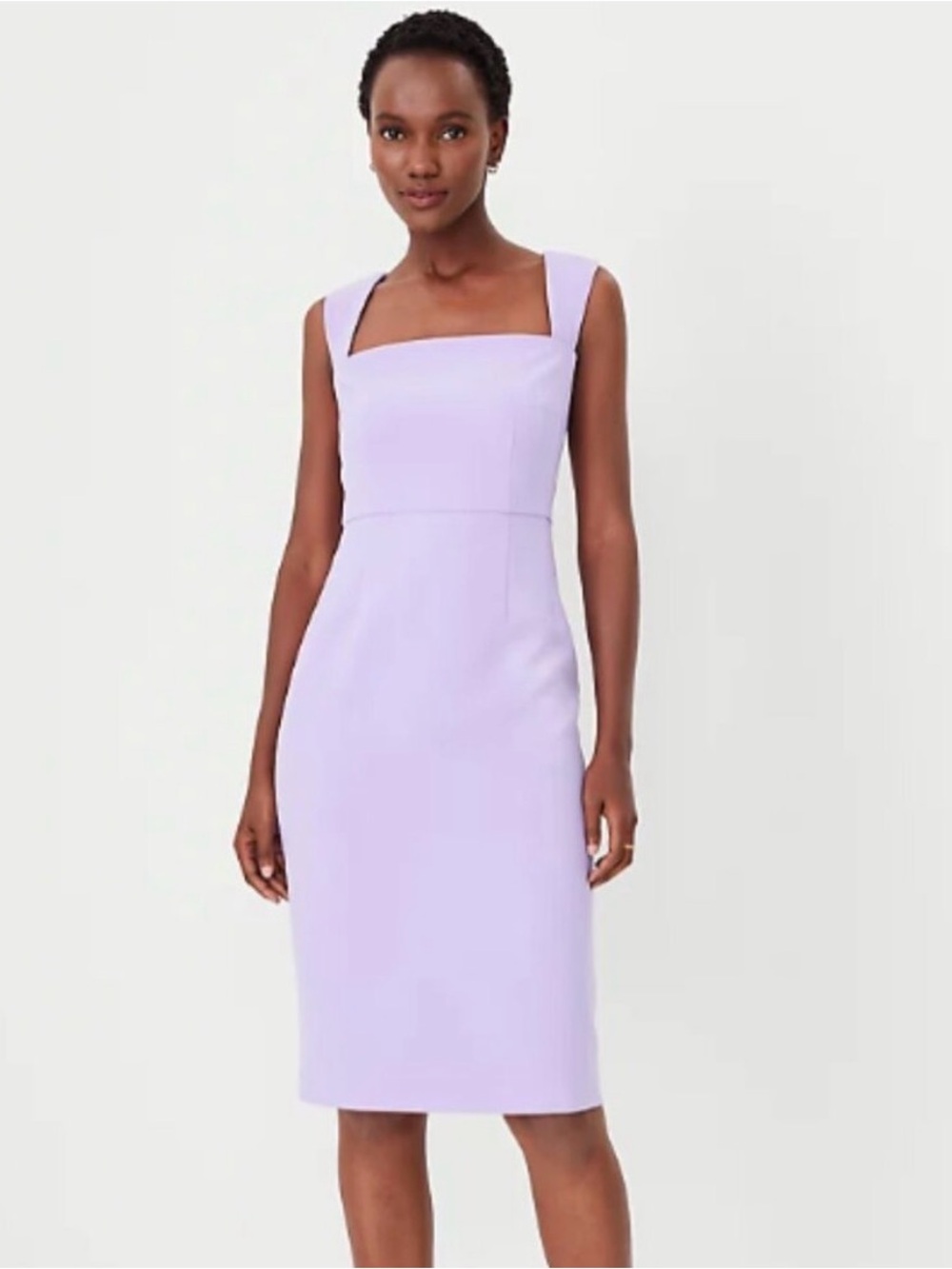 Ann Taylor Lavender Square Neck Sheath Midi Dress